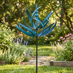 Lotus Metal Wind Spinner Garden Stake