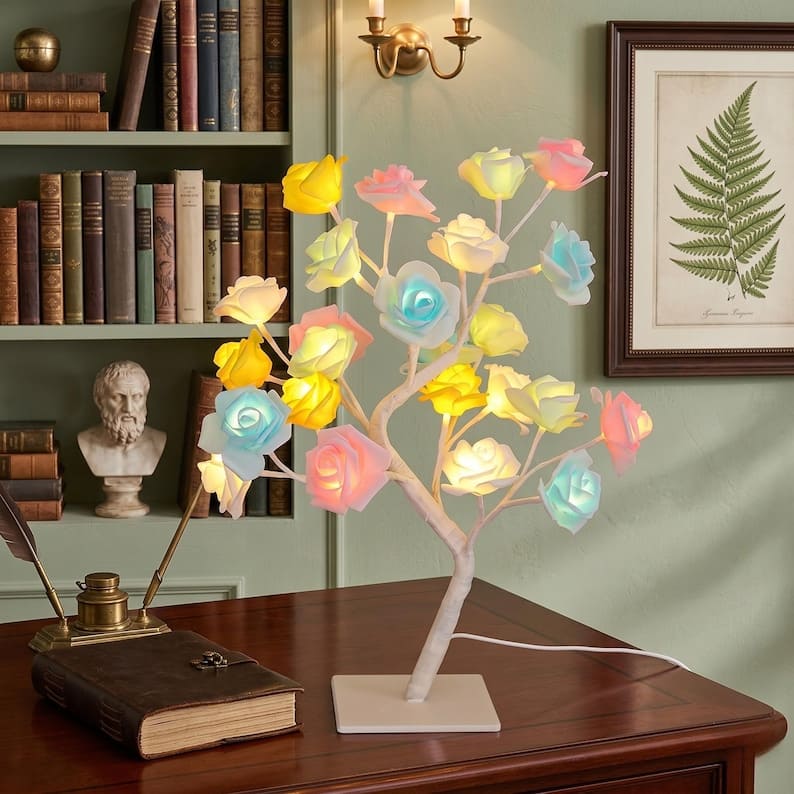LED Rose Tree Lamp – Romantic Floral Night Light Home Decor