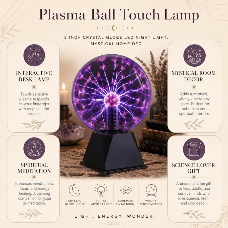 Plasmaball Lampe – Berührungs- & Sound-aktivierte USB-Kugel