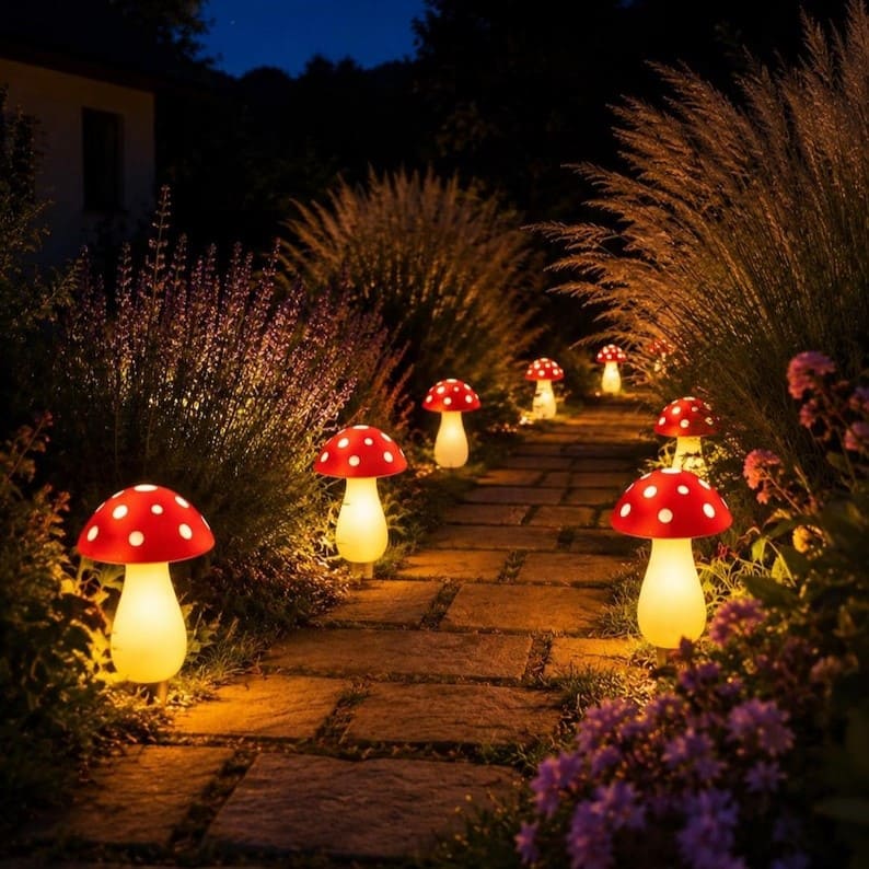 Solar Mushroom Garden Lights – Colorful LED Fairy Pathway Decor