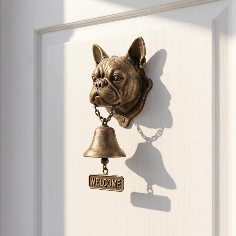 Vintage Dog Welcome Doorbell – Rustic Hanging Bell Garden Decor