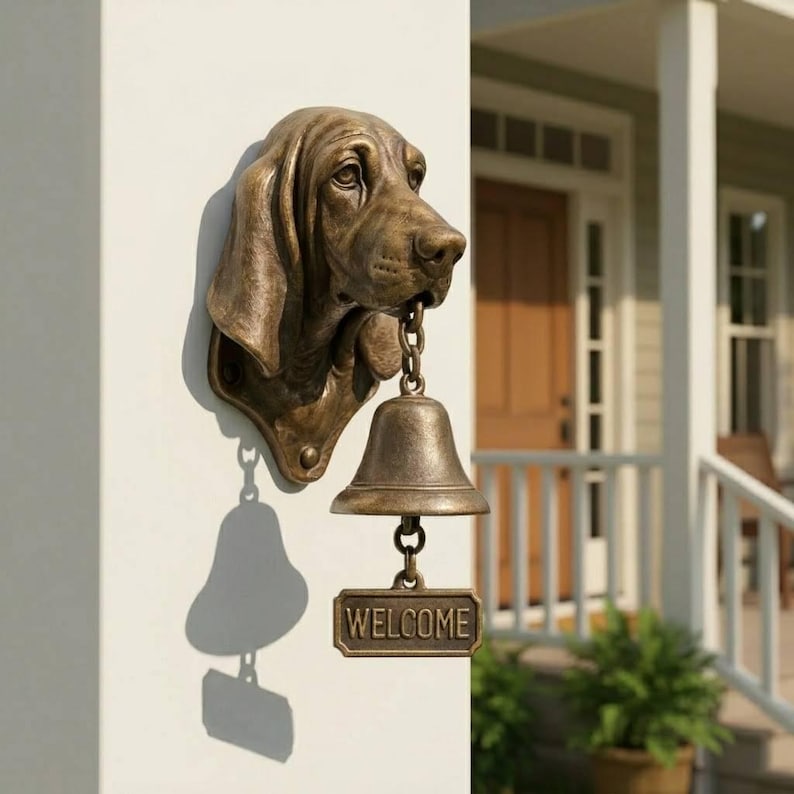 Vintage Dog Welcome Doorbell – Rustic Hanging Bell Garden Decor
