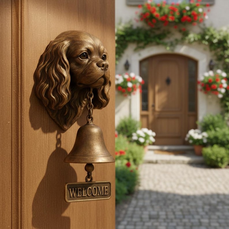 Vintage Dog Welcome Doorbell – Rustic Hanging Bell Garden Decor