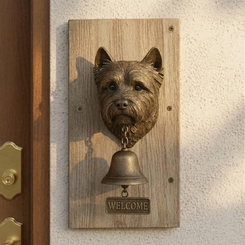 Vintage Dog Welcome Doorbell – Rustic Hanging Bell Garden Decor