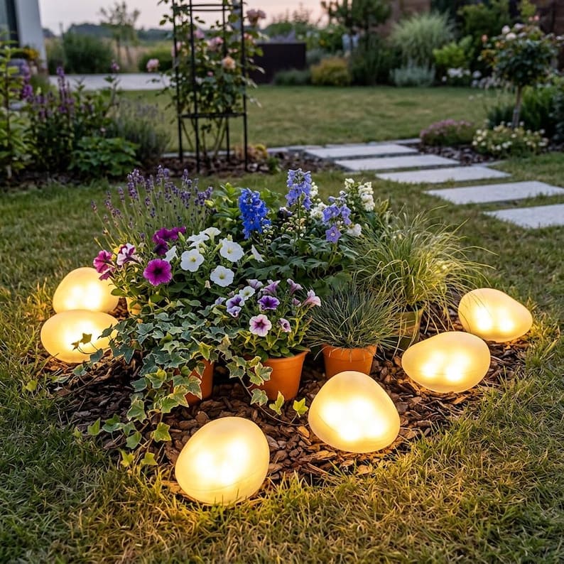 Solar Pebble Garden Lights – Stone Style LED Outdoor Landscape Decor