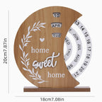 Wooden Perpetual Calendar Rotating Desk Decor for Home & Office