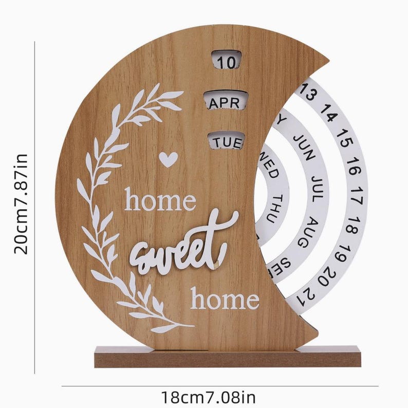 Calendrier Perpétuel en Bois Rotatif pour la Décoration de Bureau et de Maison