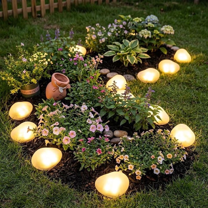 Solar Pebble Garden Lights – Stone Style LED Outdoor Landscape Decor