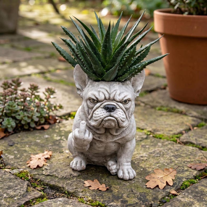 Freche französische Bulldoggen-Pflanzgefäß – Lustige Deko für Zimmer- und Gartenpflanzen