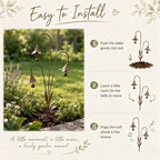 Triple Bluebell Wind Bell Garden Stake – Rustic Metal Flower Yard Art & Outdoor Chime Decor