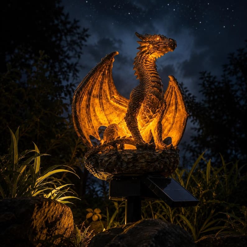 Solar Dragon Garden Light – Fantasy LED Outdoor Statue