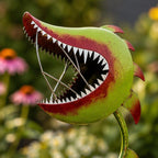 Painted Metal Carnivorous Plant Garden Stake – Whimsical Outdoor Yard Decor