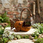 Rustic Metal Angler Fish Planter – Whimsical Coastal Garden Flower Pot