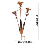 Flamed Copper Calla Lily Garden Stake with Wind Chimes