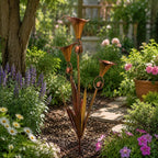 Flamed Copper Calla Lily Garden Stake with Wind Chimes