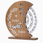 Wooden Perpetual Calendar Rotating Desk Decor for Home & Office