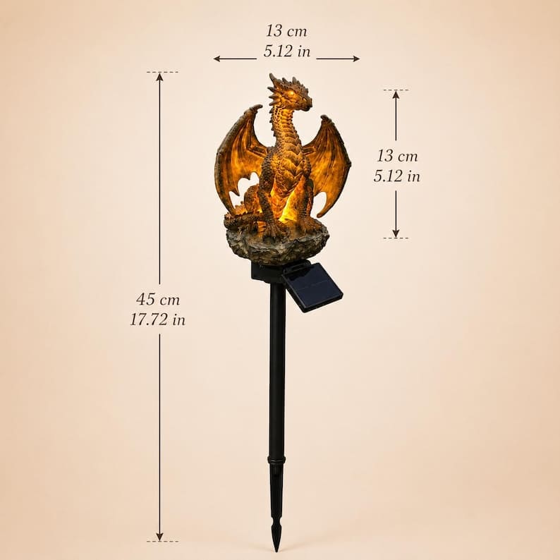 Solar-Drachen-Gartenleuchte – LED-Gartenstatue im Fantasy-Stil