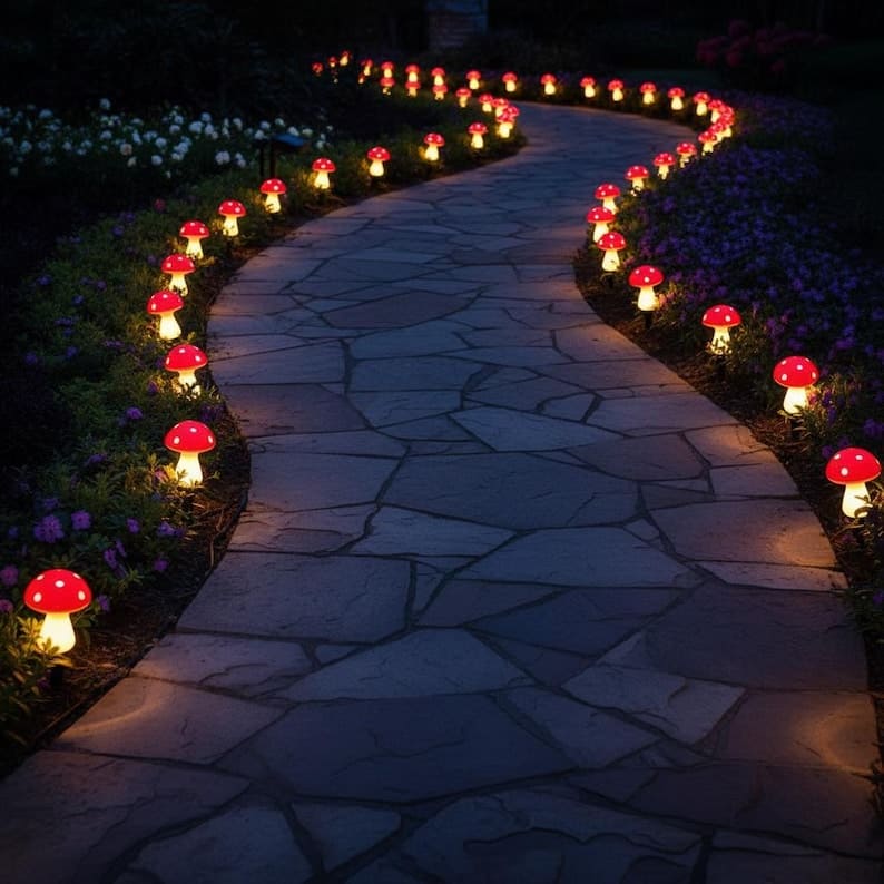 Solar Mushroom Garden Lights – Colorful LED Fairy Pathway Decor