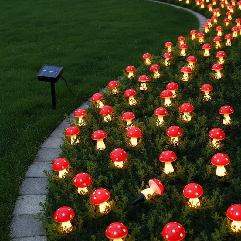 Solar Mushroom Garden Lights – Colorful LED Fairy Pathway Decor