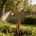 Flamed Copper Calla Lily Garden Stake with Wind Chimes