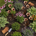 Flamed Copper Calla Lily Garden Stake with Wind Chimes