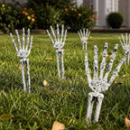 Halloween Skeleton Lawn Stakes – Realistic Skull & Crawling Hand Graveyard Decor