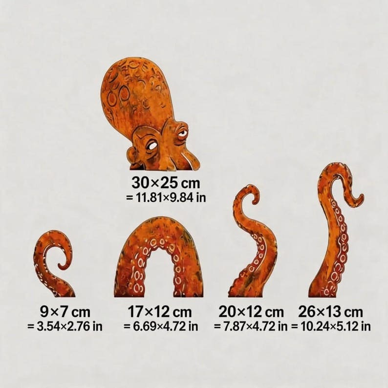 Whimsical Metal Octopus Garden Stake Set – Ocean-Inspired Outdoor Yard Decor