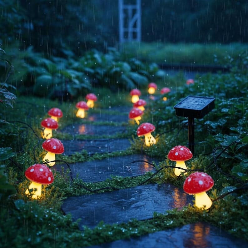 Solar Mushroom Garden Lights – Colorful LED Fairy Pathway Decor