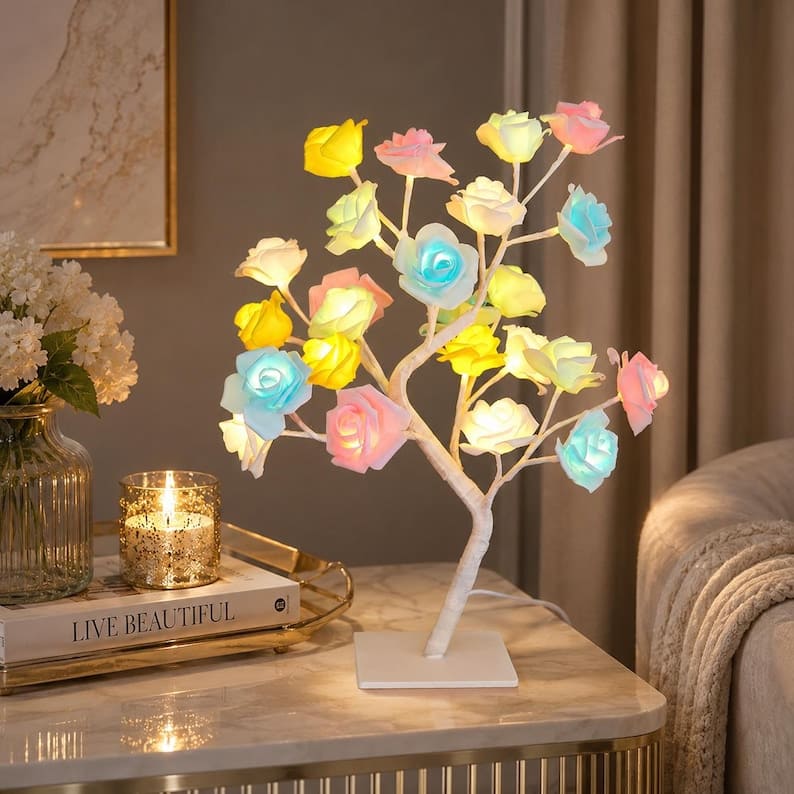 LED Rose Tree Lamp – Romantic Floral Night Light Home Decor