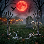 Halloween Skeleton Lawn Stakes – Realistic Skull & Crawling Hand Graveyard Decor