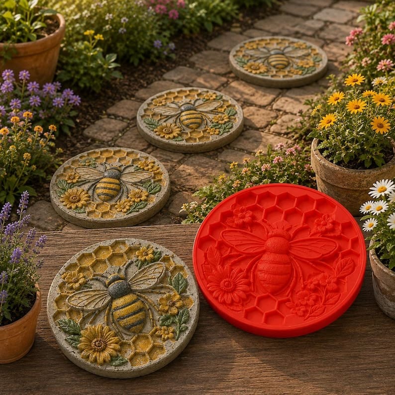 Reusable Garden Stepping Stone Mold for DIY Concrete Decor