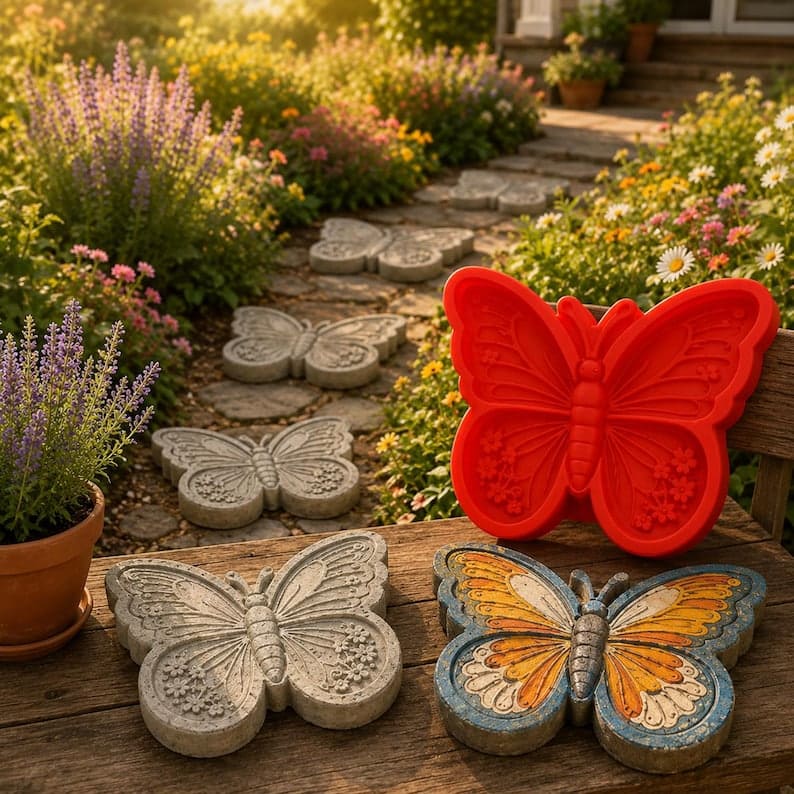 Reusable Garden Stepping Stone Mold for DIY Concrete Decor