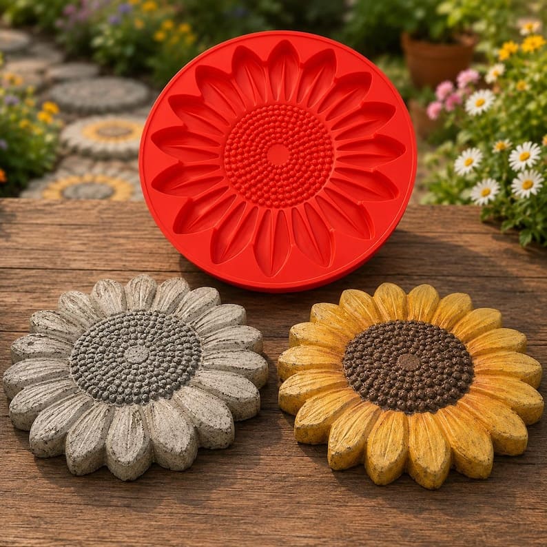 Reusable Garden Stepping Stone Mold for DIY Concrete Decor