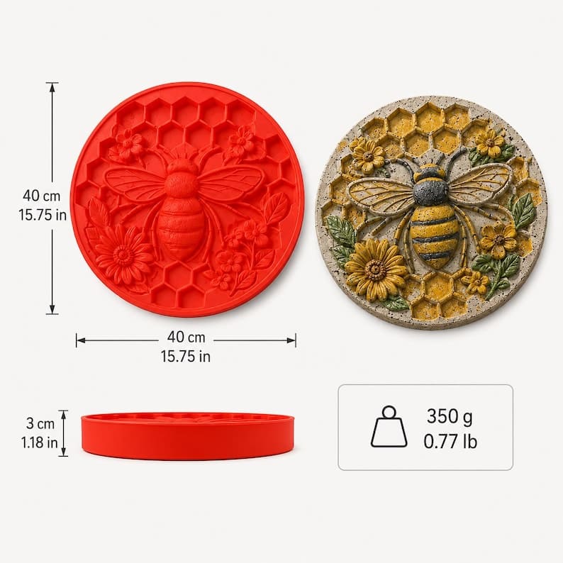Reusable Garden Stepping Stone Mold for DIY Concrete Decor