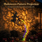 Halloween Witch Cauldron Garden Light – Flying Witch Outdoor Yard Decor