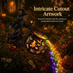 Halloween Witch Cauldron Garden Light – Flying Witch Outdoor Yard Decor