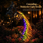 Halloween Witch Cauldron Garden Light – Flying Witch Outdoor Yard Decor