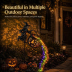 Halloween Witch Cauldron Garden Light – Flying Witch Outdoor Yard Decor