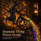 Halloween Witch Cauldron Garden Light – Flying Witch Outdoor Yard Decor