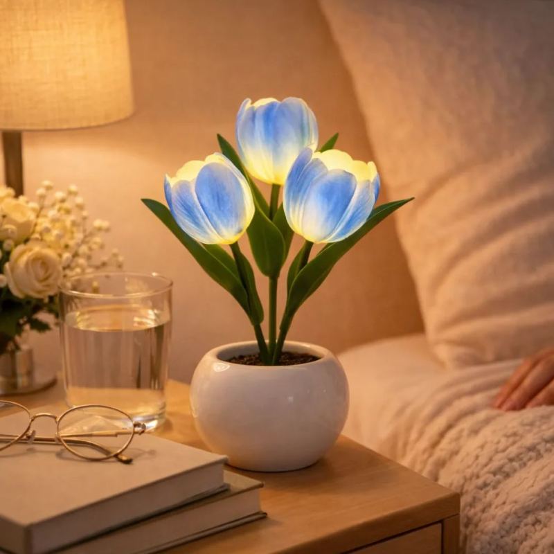 LED Tulip Flower Table Lamp – Romantic Artificial Flower Night Light Decor
