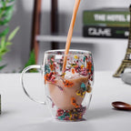 Double-Wall Insulated Floral Glass Mug