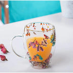 Double-Wall Insulated Floral Glass Mug