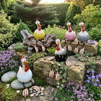 Cute Dangling Legs Chicken Statue Patio Balcony Ornament