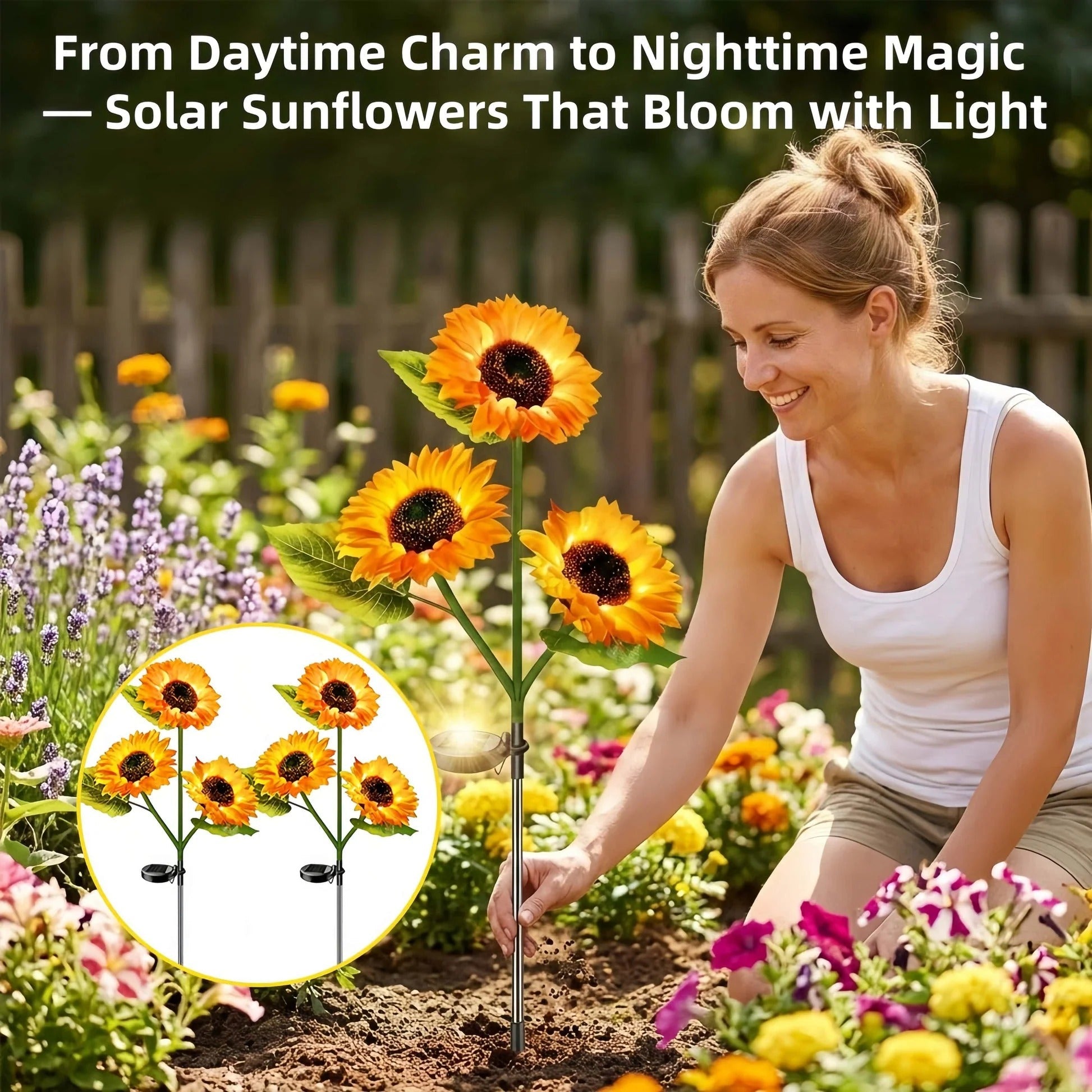 Solar LED Sunflower Garden Lights