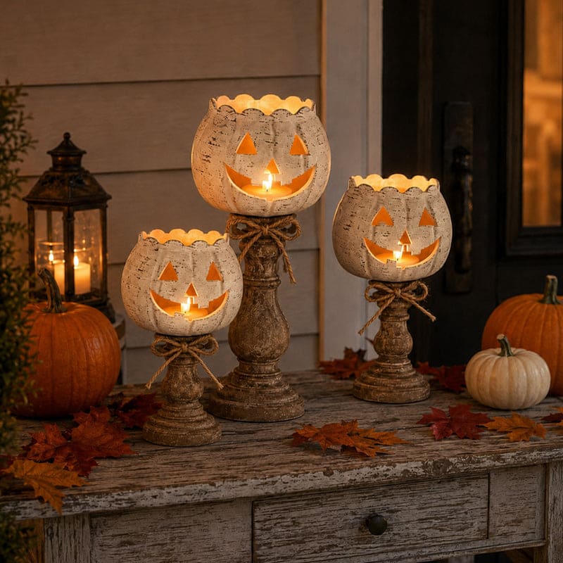 Halloween Pumpkin Candle Holder – Cozy Fall Home Decor