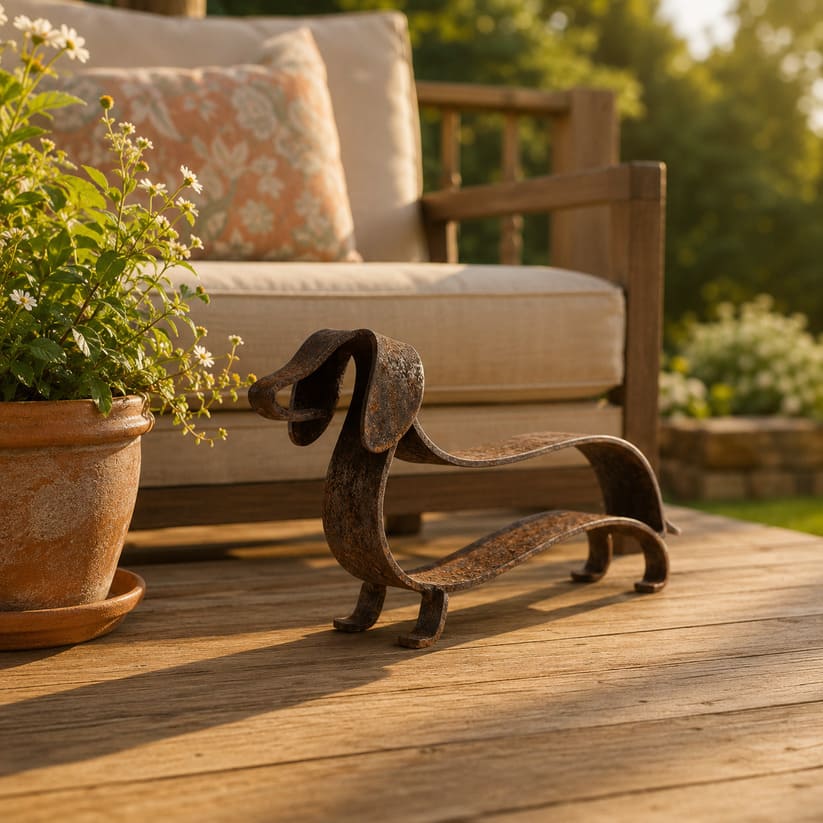 Metal Dachshund Sculpture – Rustic Indoor & Outdoor Decor
