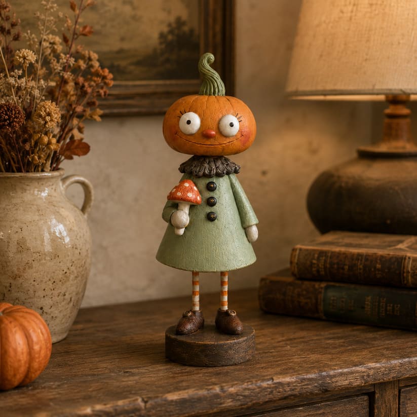 Primitive Pumpkin Halloween Figurines With Vintage Farmhouse Style