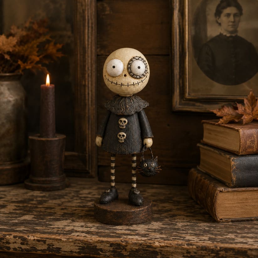Primitive Pumpkin Halloween Figurines With Vintage Farmhouse Style