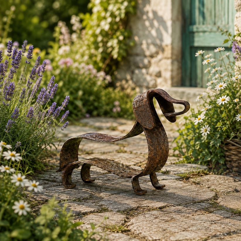 Metal Dachshund Sculpture – Rustic Indoor & Outdoor Decor
