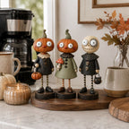 Primitive Pumpkin Halloween Figurines With Vintage Farmhouse Style